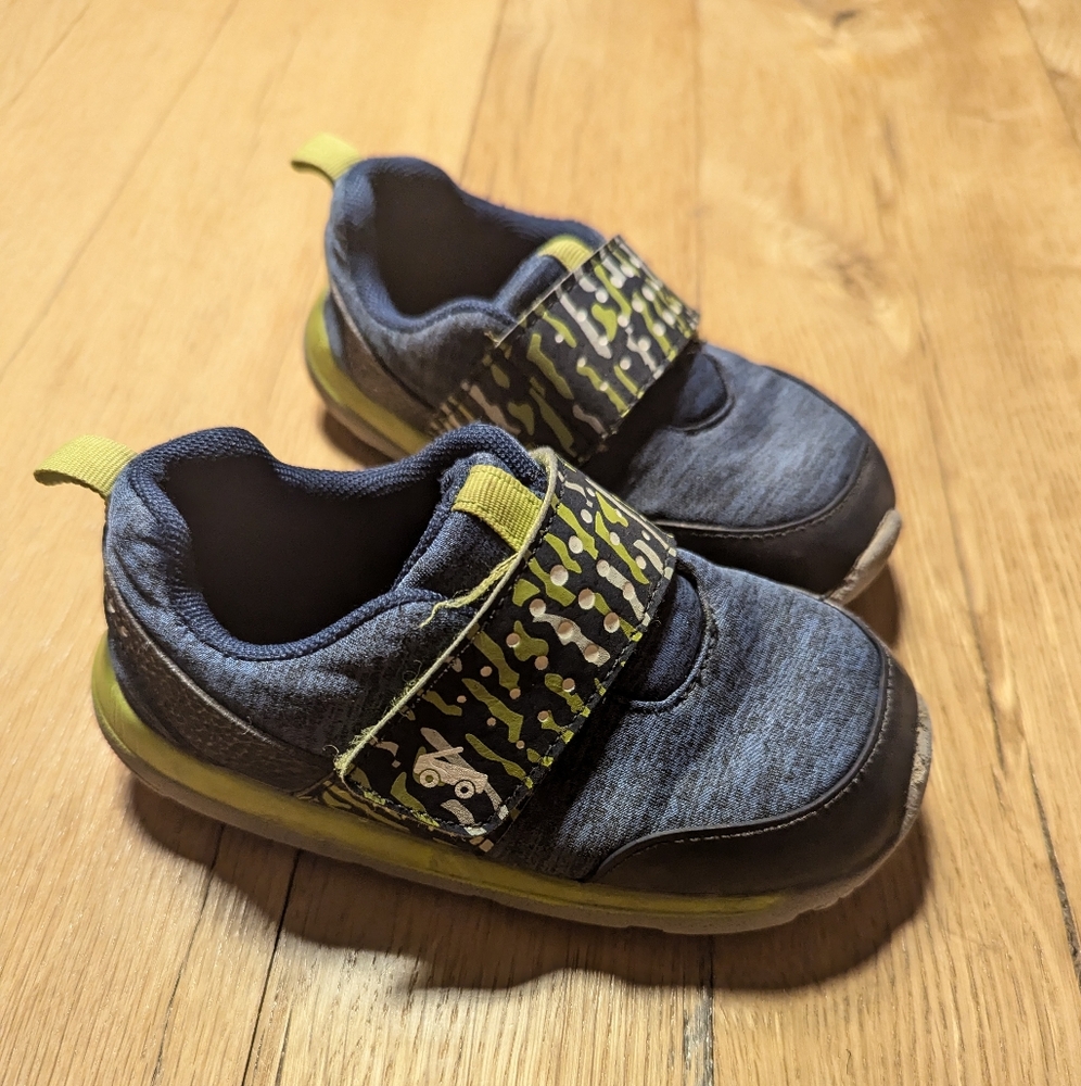 See Kai Run Navy and Lime Green Boys Sneakers